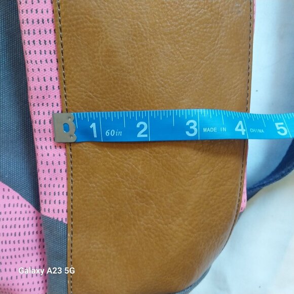 Fossil Womens Multicolor Canvas & Leather Tote Bag With Adjustable Strap & Inter - Picture 10 of 10